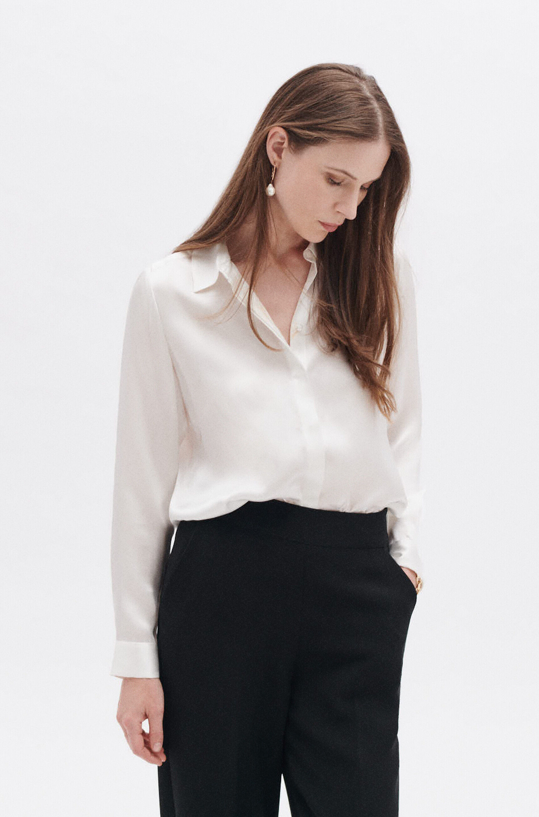 Chemise cjamie1 100% soie ivoire femme