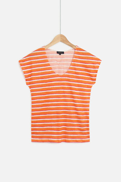 t-shirt murina 100% lin orange femme