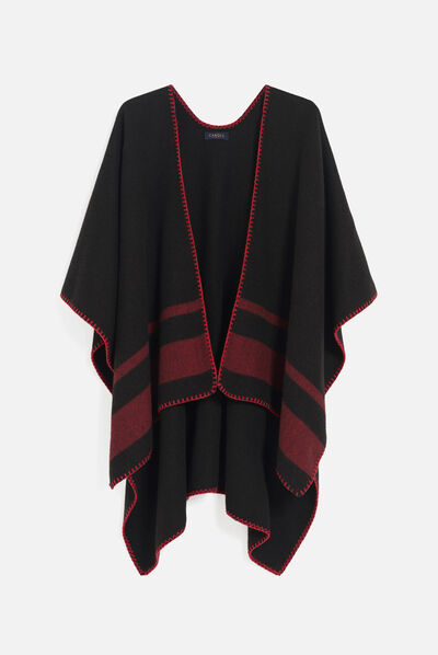 Poncho hared rouge femme