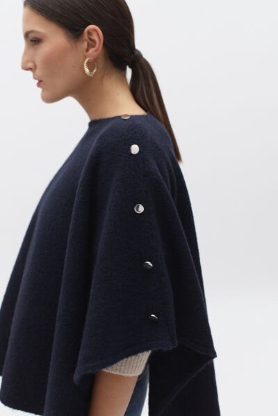 poncho lisa b bleu marine femme