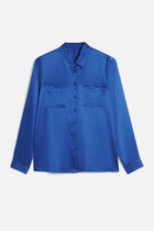 Jeanne b 100% silk shirt electric blue woman