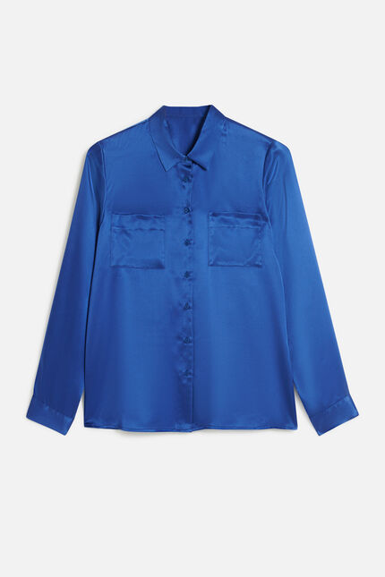Jeanne b overhemd 100% zijde electrisch blauw vrouw