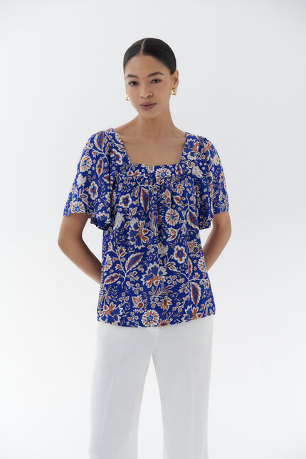 Blouse clem bleu turquoise femme