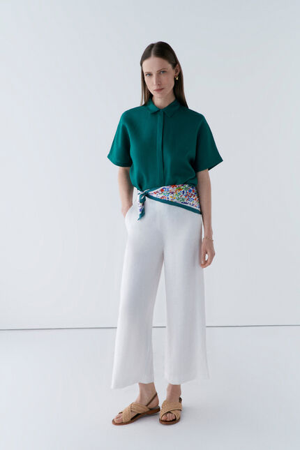 Pantalon pandi 100% lin blanc femme