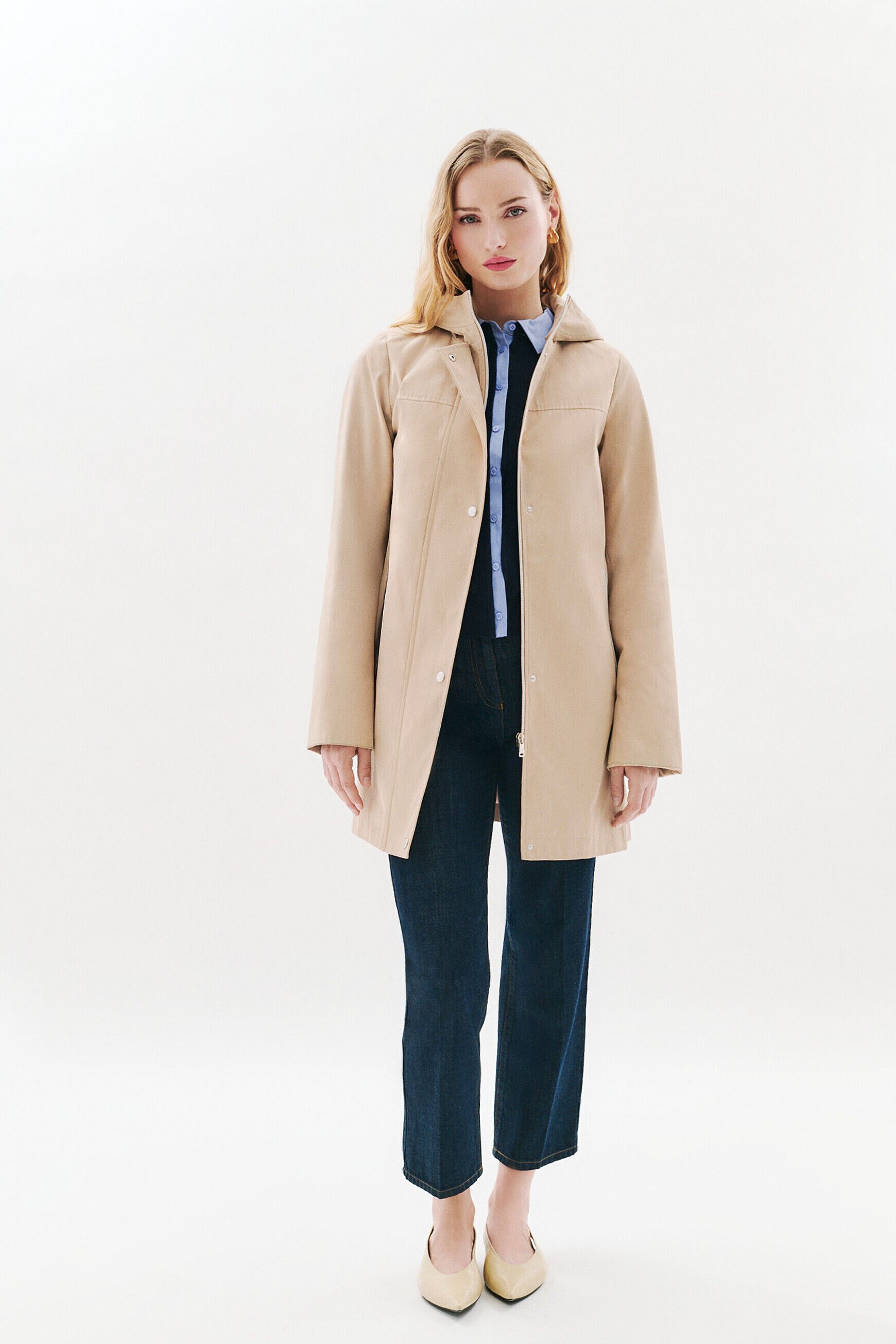 ジャケット・アウター carol shoppe GRANPA WOOL COAT IN KHAKI Women's Outerwear: Long Coats, Down Jackets, and Parkas | Caroll