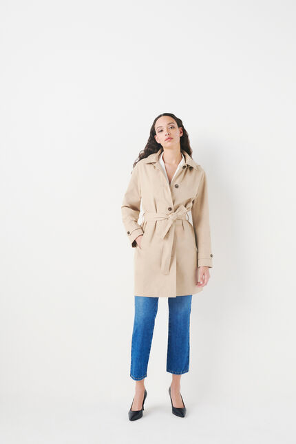 trench gabardine zand vrouw