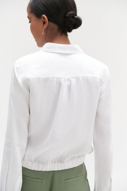 Bluse Livie 100 % Leinen zum Binden weiss damen