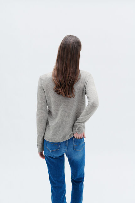 Trui mzoan 100% kasjmier lichtgrijs vrouw