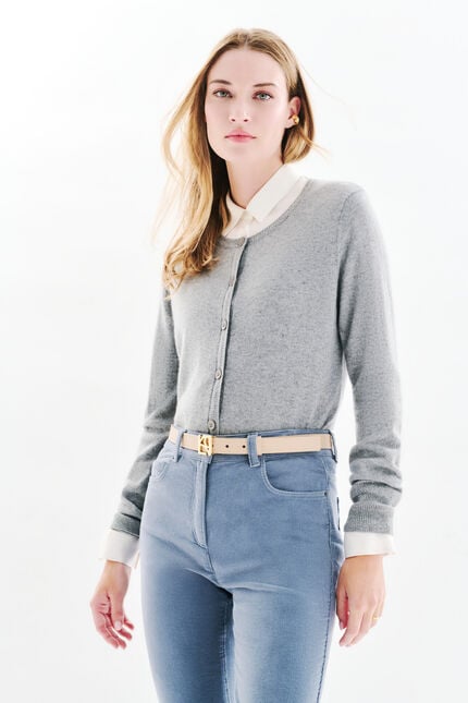 Cardigan mcaroline 100 % kaschmir grau damen