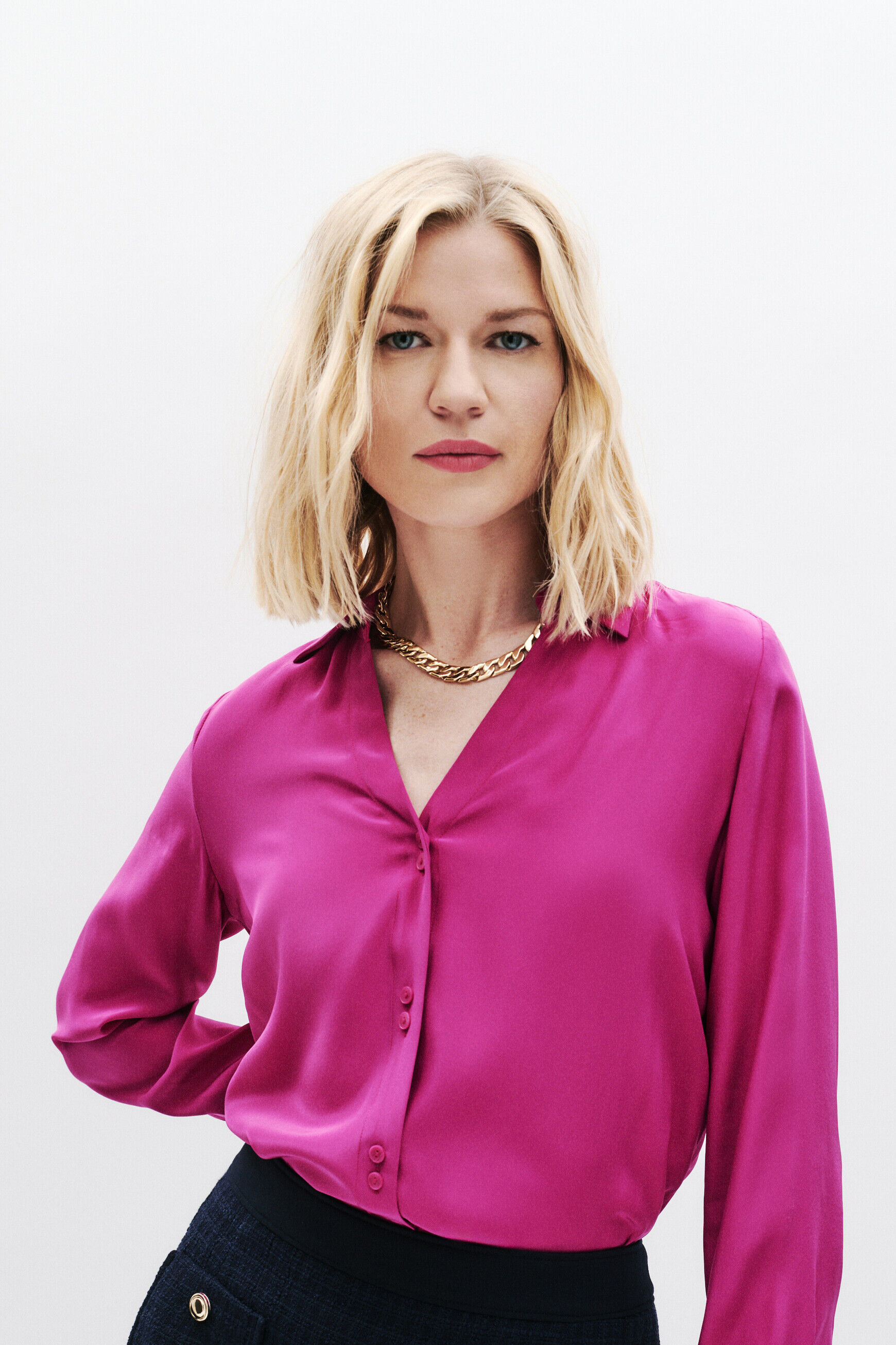 Chemise Calysta 100% soie rose fushia femme