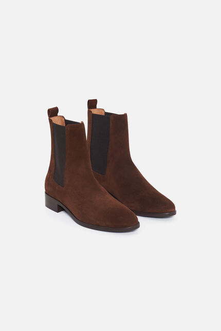 Bottines Alali en croûte de cuir marron foncé femme