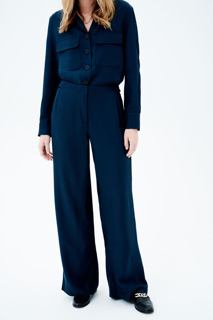 Pantalon paname bleu petrole femme