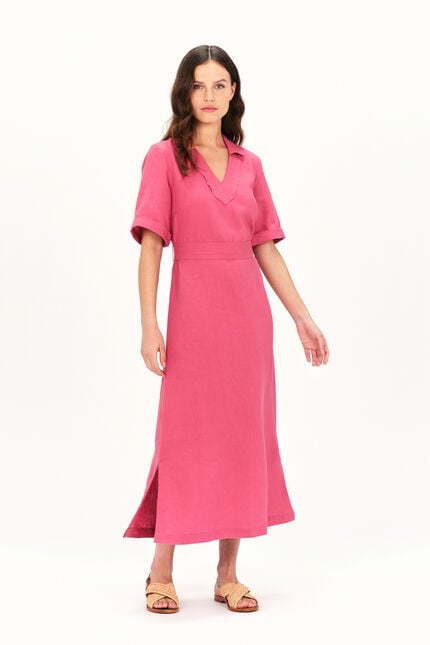 Robe relisa2 100% lin rouge fonce femme