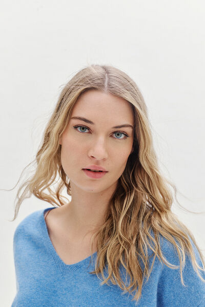 pull ambre bleu femme