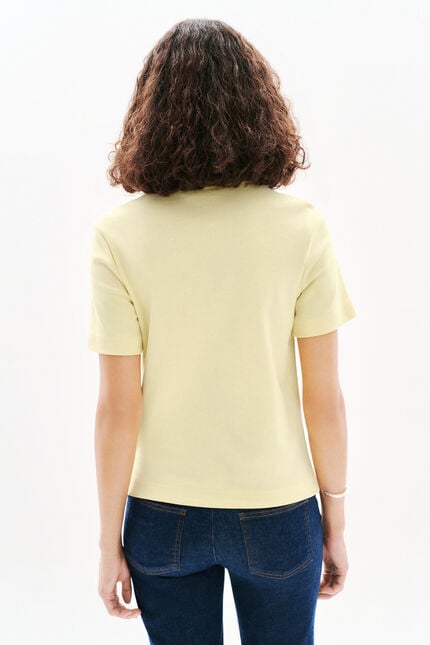 T-shirt thugo jaune pastel femme
