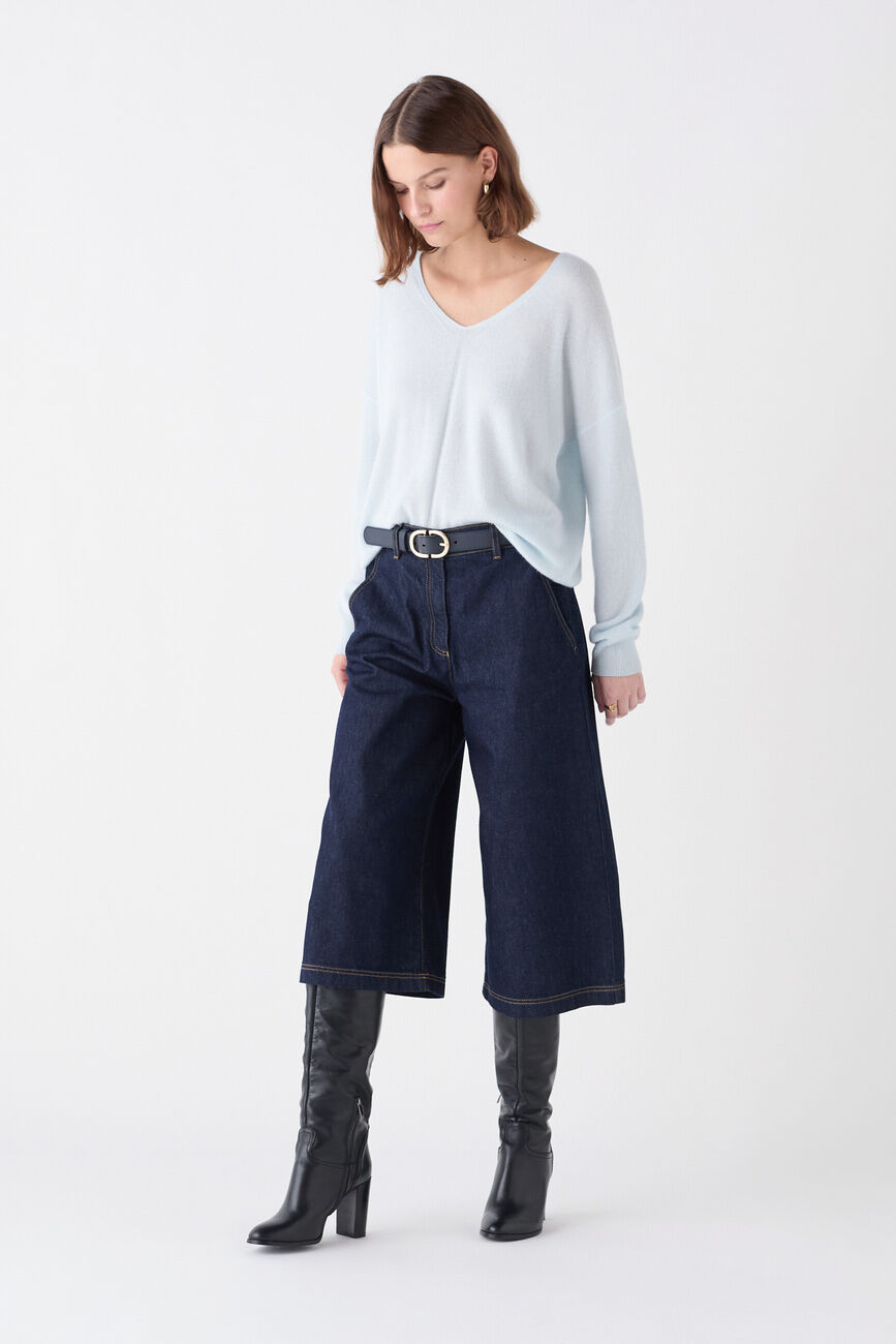 Pull Mthelmina 100% cachemire bleu ciel femme
