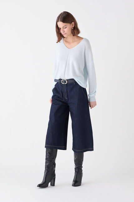 Maglione Mthelmina 100% cashmere celeste donna