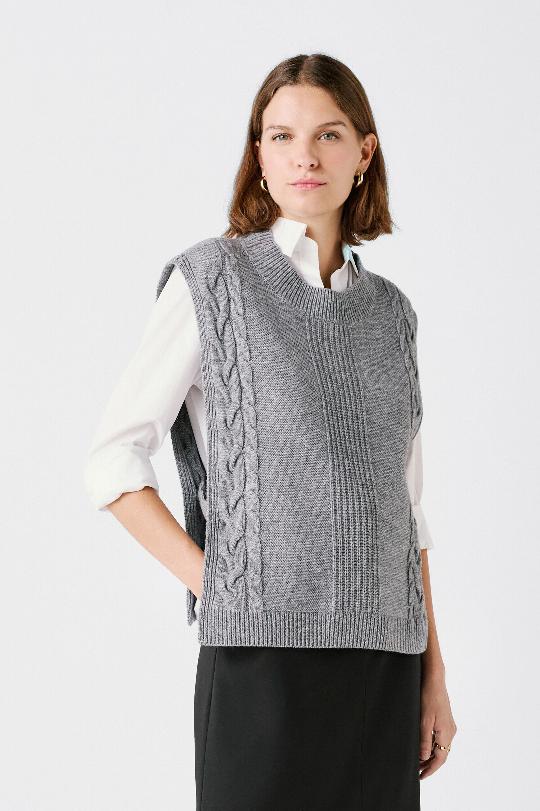 Poncho hiris gris clair femme