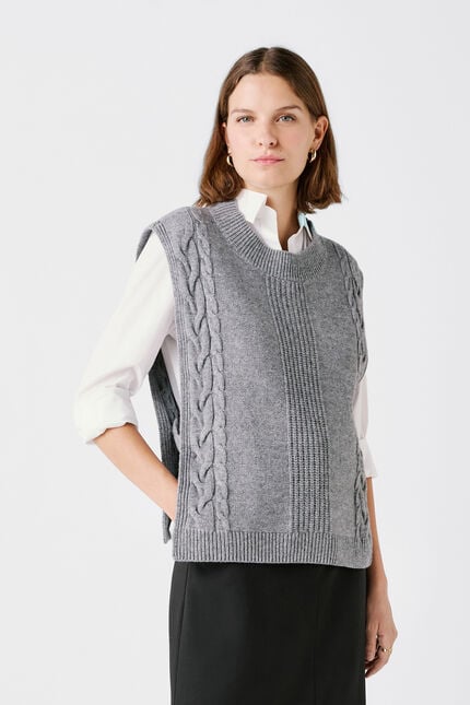 Poncho hiris gris clair femme