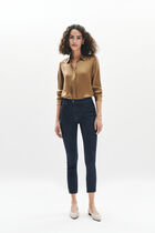 Caleb B cropped denim pants double stone denim woman