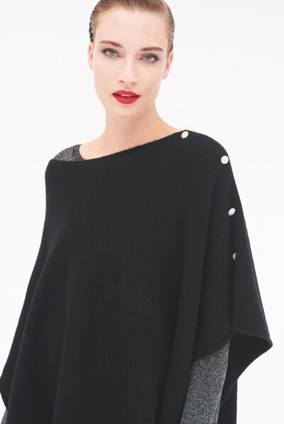 poncho lisa bijoux noir femme