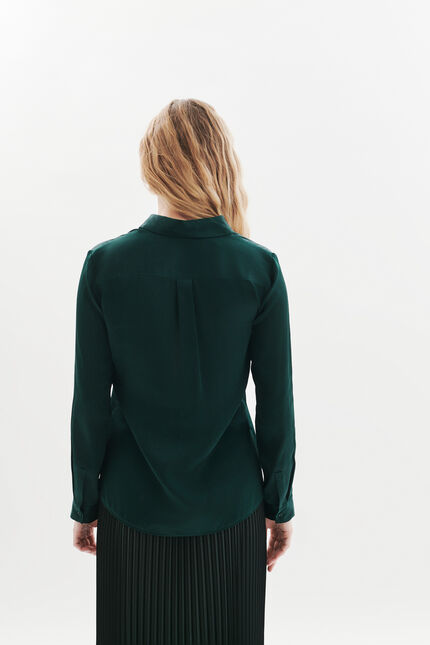 chemise jeanne b 100% soie vert foncé femme