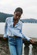 Calyson 100% silk shirt sky blue woman