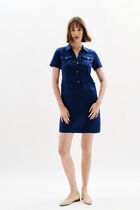 Laure 100% linen dress navy blue woman