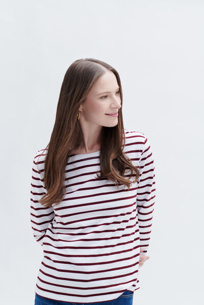 T-shirt trifine bordeaux femme