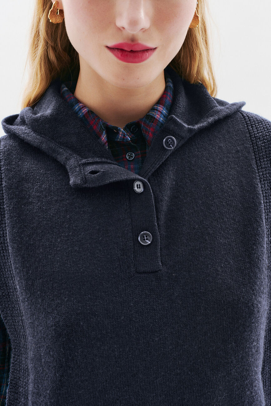 Poncho Yseo bleu marine femme