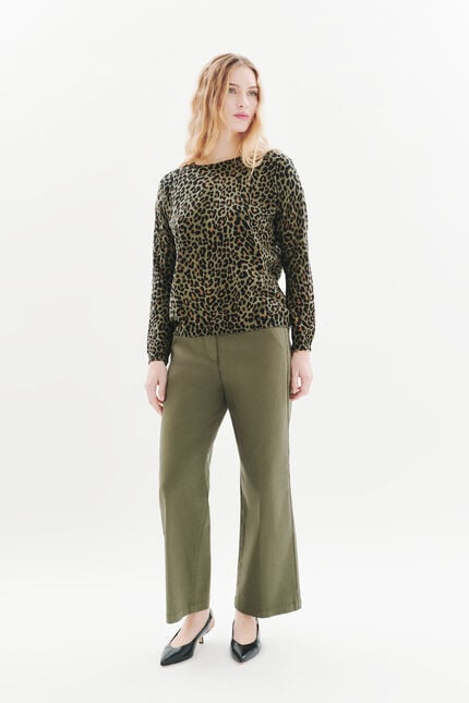 Pull mado vert kaki femme