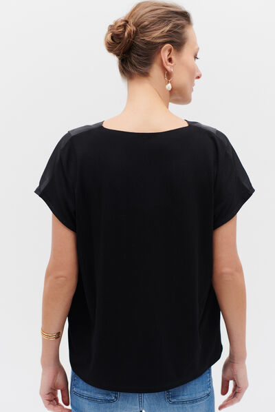 Top Victor satinado negro mujer