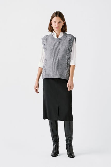 Poncho hiris gris clair femme