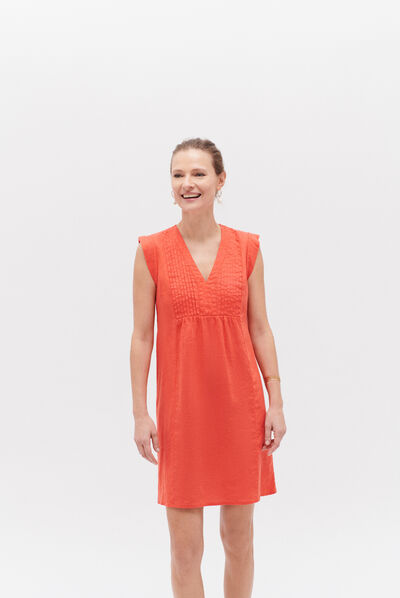 robe ferrie 100% lin rouge femme