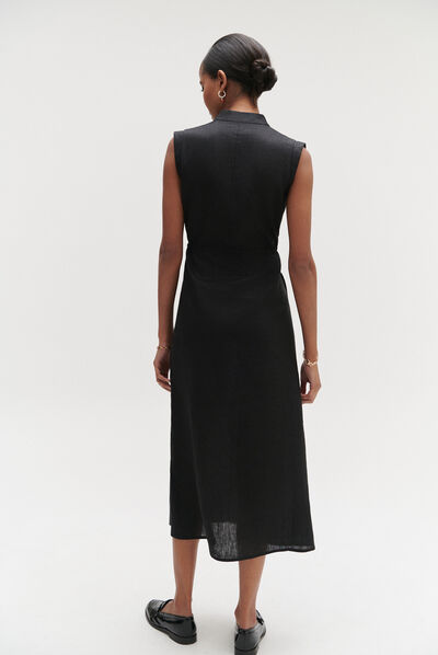 Robe longue amy 100% lin noir femme