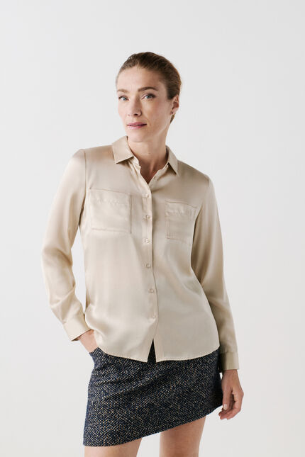 chemise jeanne b 100% soie sable femme