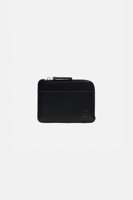 Porte-cartes stanley en cuir naturel noir femme