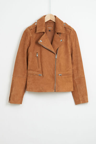 blazer polly 100% cuir camel femme
