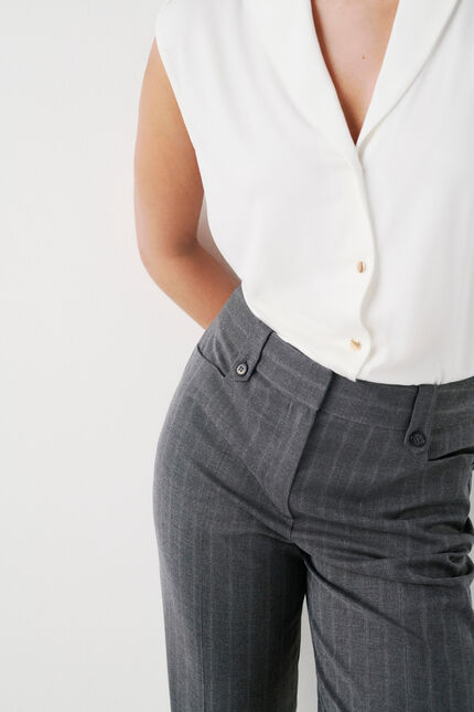 Pantalon pvoyelle gris fonce femme