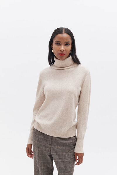 malha dylan b 100% caxemira beige mulher