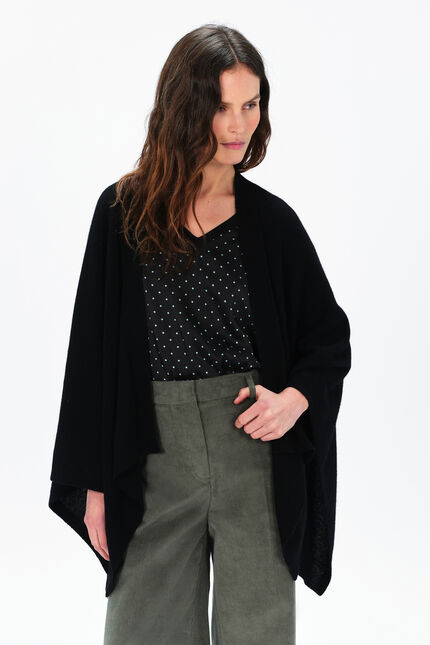 Poncho hera 100% cachemire noir femme
