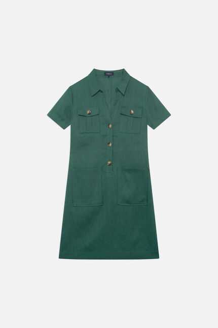 Abito Laure 100% lino vert foncé donna