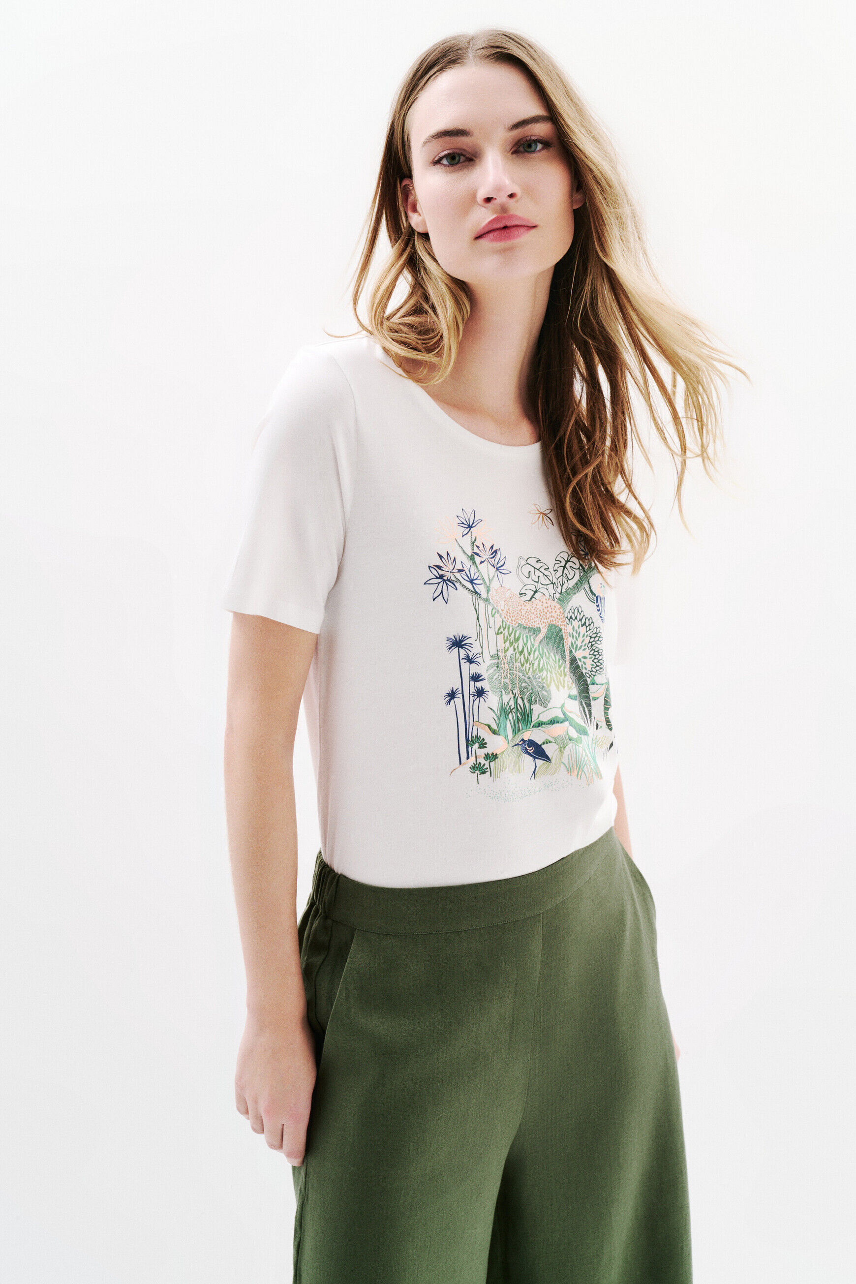 T-shirt Tcanopee vert kaki femme