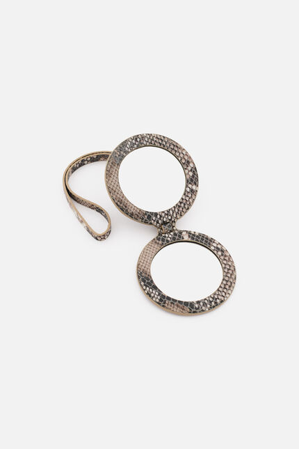Miroir Sibel en cuir naturel taupe femme