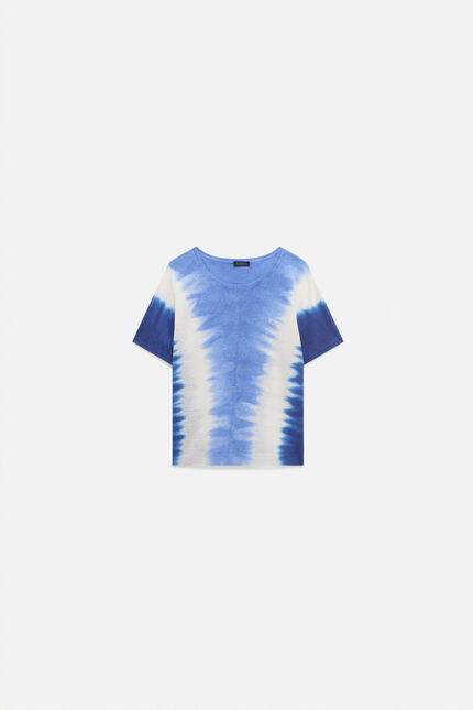 mila2 Trui 100% Linnen blauw turquoise vrouw