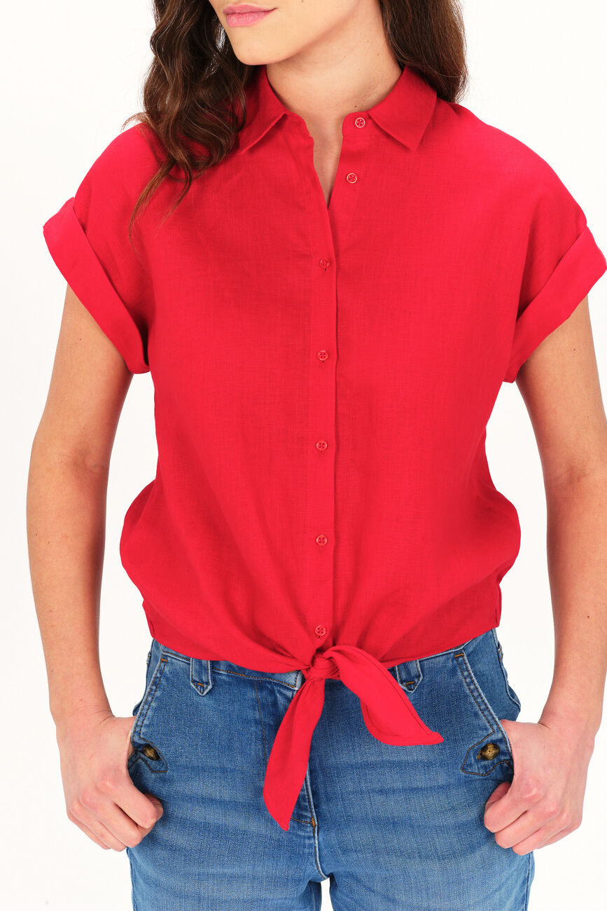 Chemise clivio1 100% lin rouge clair femme