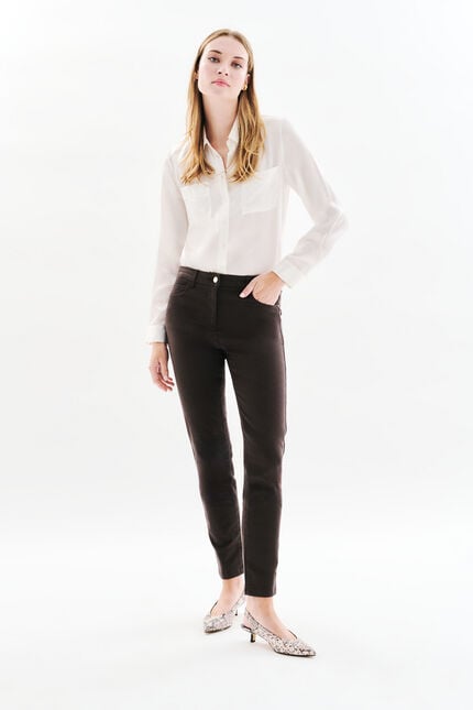 pantalon tony marron foncé femme