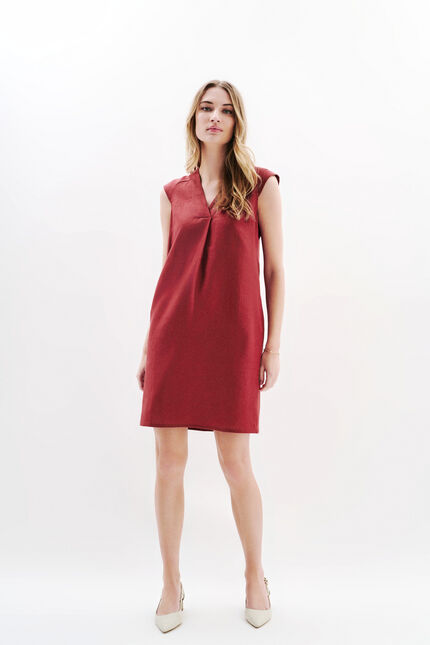 Abito Pamela 100% lino rosso bordeaux donna