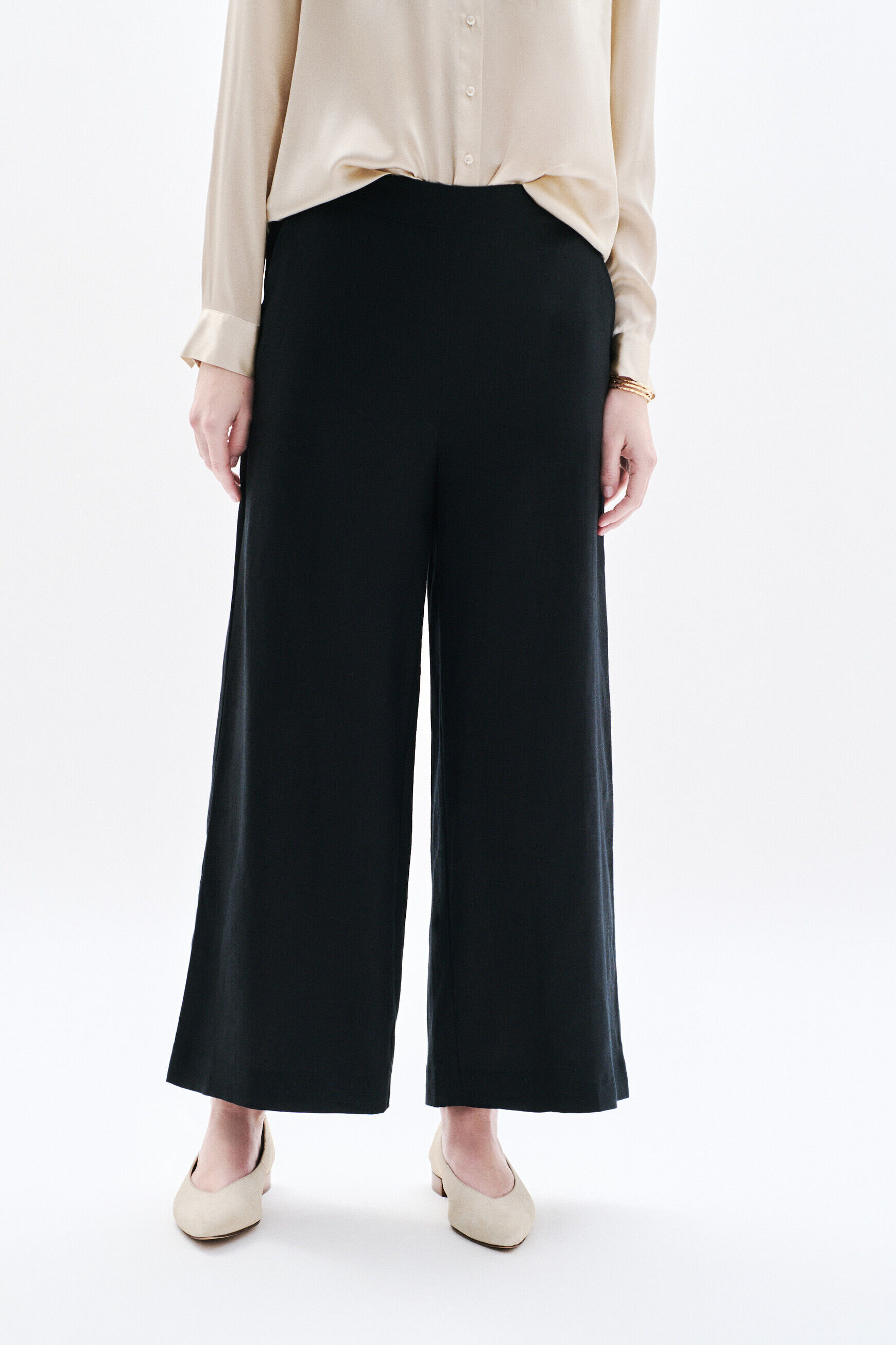 Pantalon pandi 100% lin noir femme