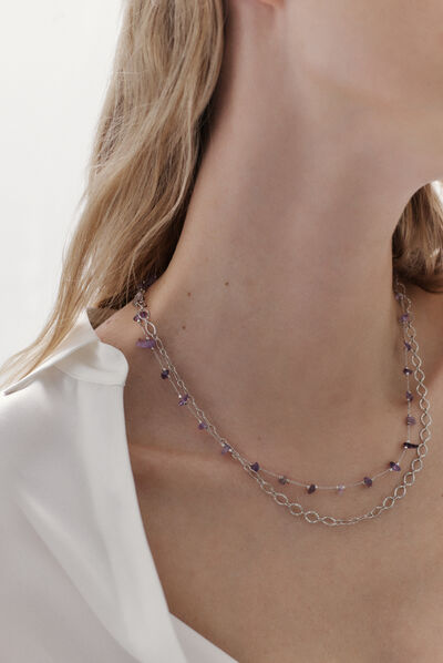 collier cesia gris argent femme